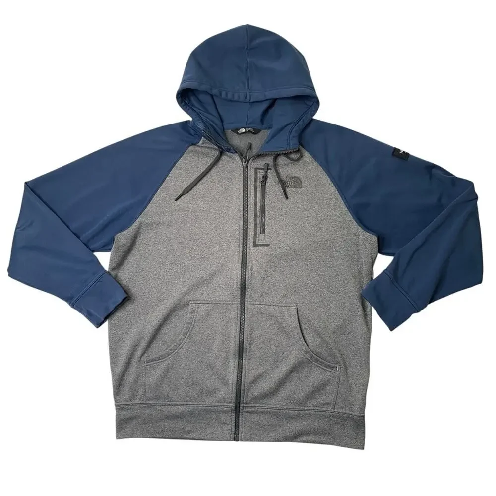 The North Face Hoodie Mens Large Mack Ease Fleece Lined Zip Up Raglan Colorblock